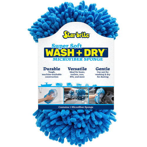 Star brite Microfiber Reggae Sponge - Blue, Dual-Sided Scrubbing  Dusting [40078]