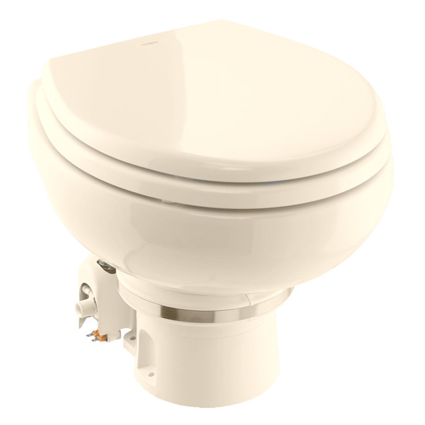 Dometic MasterFlush 7160 Bone Electric Macerating Toilet w\/Orbit Base - Raw Water - 12V [9610007276]
