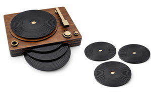 Retro Turntable Coaster Set