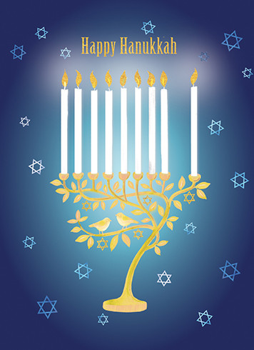 Gold Menorah | Hanukkah Greeting Card | CARTE