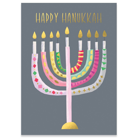 Grey Menorah | Hanukkah Greeting Card | CARTE