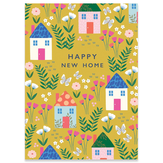 Houses In Meadow | New Home Greeting Card | CARTE