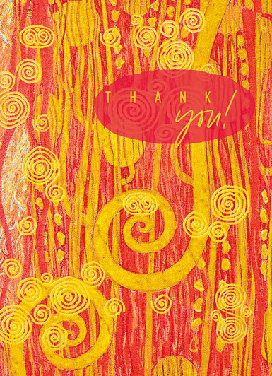 Klimt In Red | Thank You Greeting Card | J&M MARTINEZ