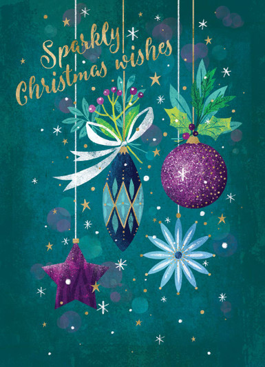 Magical Midnight Christmas Baubles | Holiday Greeting Card | CARTE