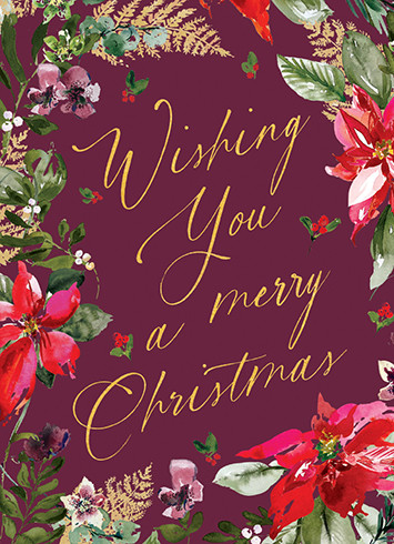 Merry Poinsettias | Holiday Greeting Card | CARTE