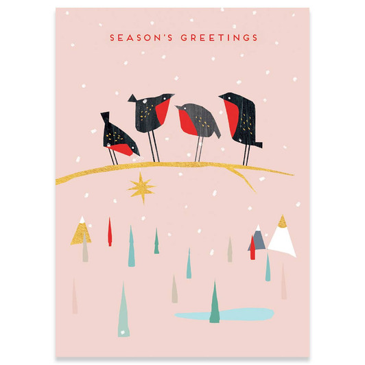 Mod Robins | Holiday Greeting Card | CARTE