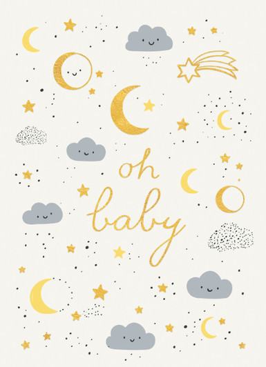 Moon And Stars Shower | Greeting Card | CARTE