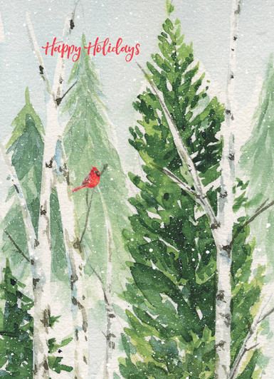 [BOXED SET] Pine Tree And Birch | Holiday Greeting Cards | CARTE