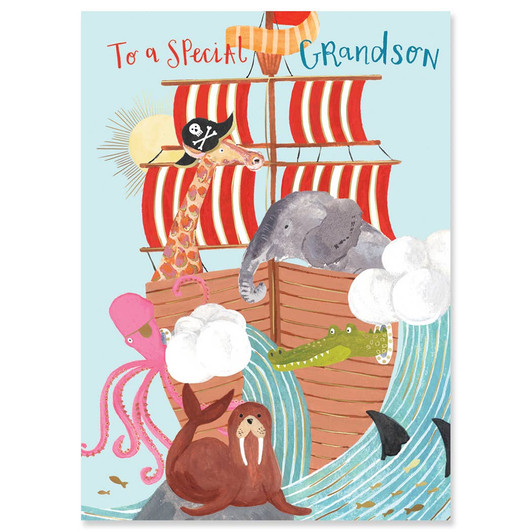 Pirate Ship Grandson | Birthday Greeting Card | LOUISE TILLER