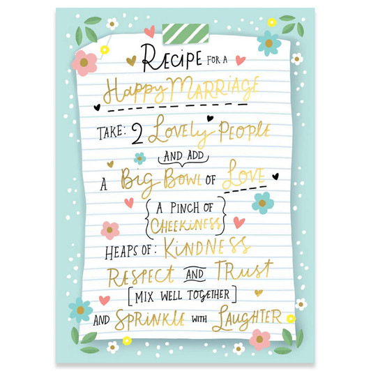 Recipe For A Happy Marriage | Wedding Greeting Card | CARTE
