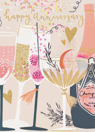 Apricot Cocktails | Anniversary Greeting Card | LOUISE TILLER