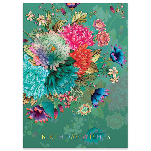 Turquoise Floral | Birthday Greeting Card | CARTE