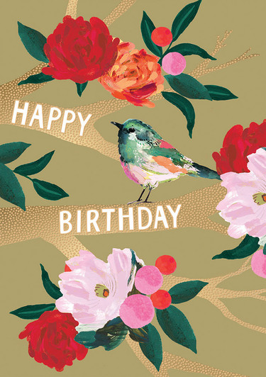 Golden Blooms Branches | Birthday Greeting Card | LOUISE TILLER