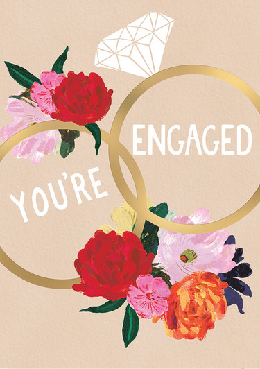 Golden Blooms Ring | Engagement Greeting Card | LOUISE TILLER