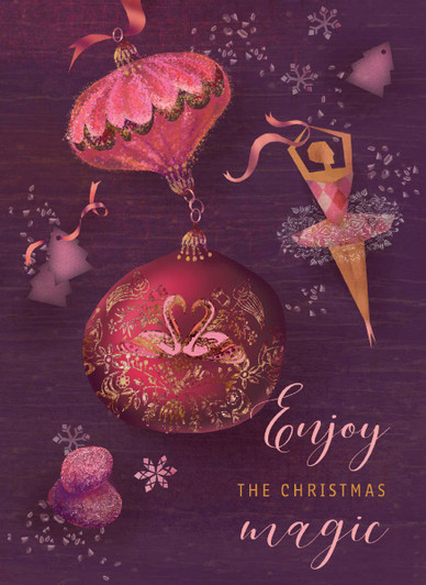 [BOXED SET] Baubles On Purple | Holiday Greeting Cards | CARTE