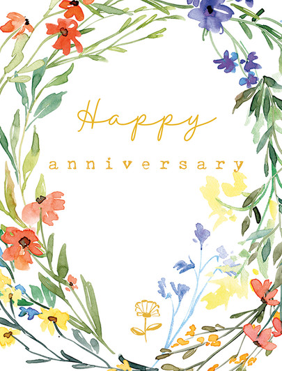 A Wreath Of Wildflowers | Anniversary Greeting Card | J&M MARTINEZ