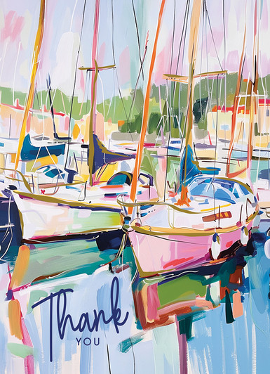 Boats In Harbor | Thank You Greeting Card | LOLA