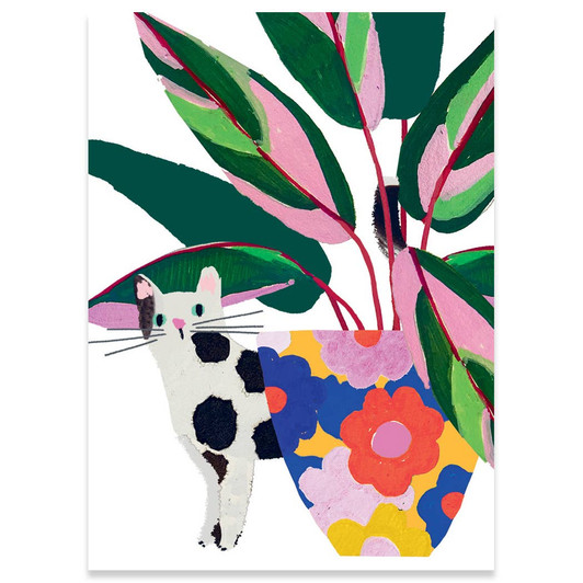 Cat And Palm | Blank Greeting Card | CARTE