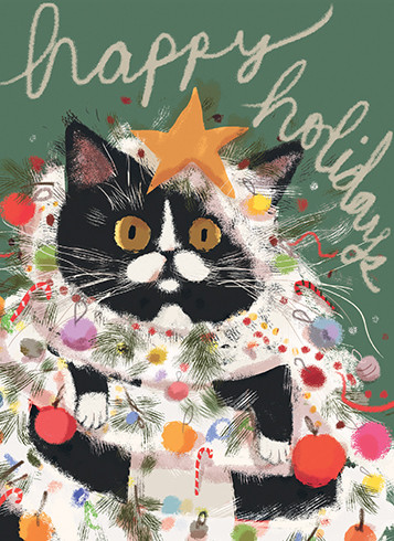Cat In Tinsel | Holiday Greeting Card | CARTE