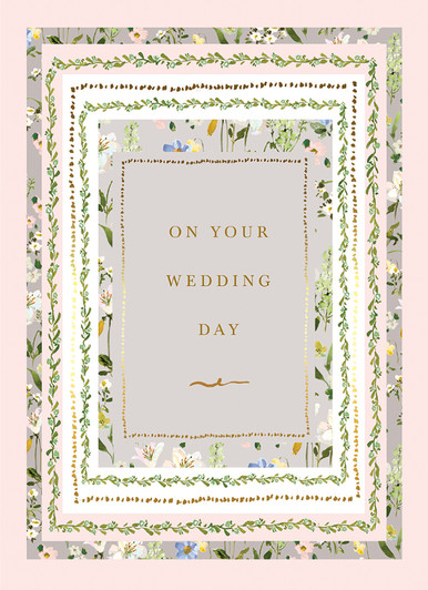 Grey/Green Border | Wedding Greeting Card | CARTE