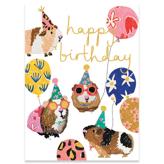 Guinea Pig Balloons | Birthday Greeting Card | CARTE