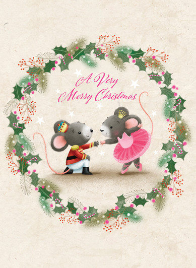 [BOXED SET] Mice In Wreath | Holiday Greeting Cards | CARTE