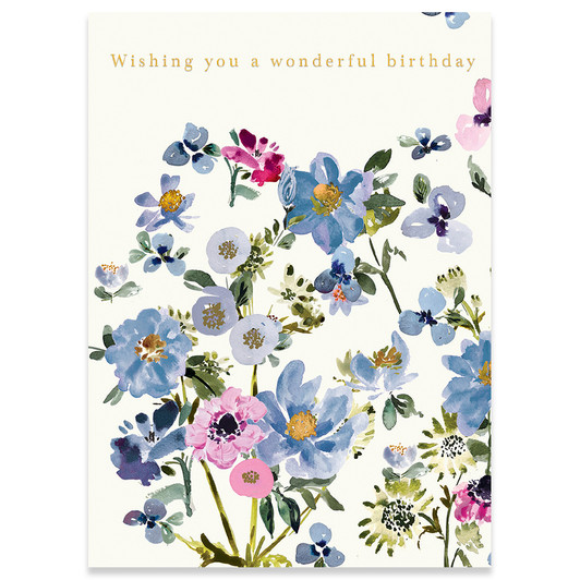 Blue Flowers | Birthday Greeting Card | CARTE