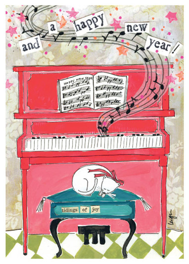 Piano New Year | Holiday Greeting Card | CURLY GIRL