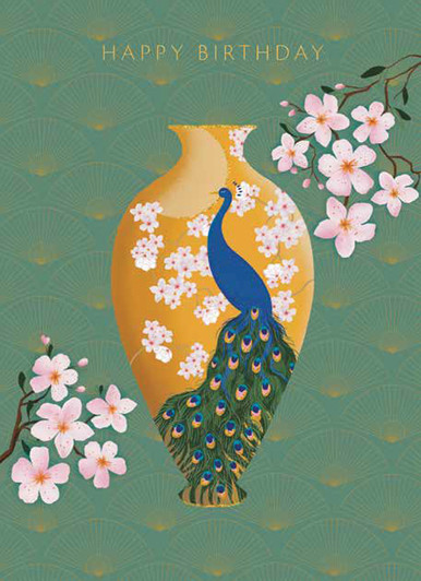 Sakura Peacock | Birthday Greeting Card | CARTE