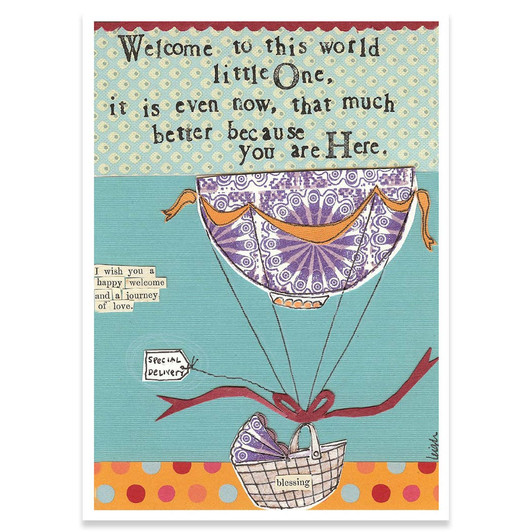 Welcome Little One | New Baby Greeting Card | CURLY GIRL