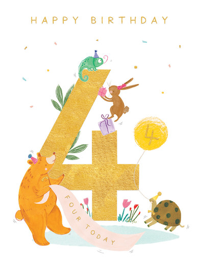 4Th Birthday Animals Age | Birthday Card | PAPERLINK