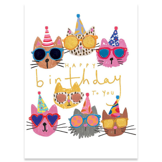 Cats In Glasses | Birthday Greeting Card | CARTE