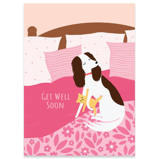 Dog On Bed | Get Well Greeting Card | CARTE