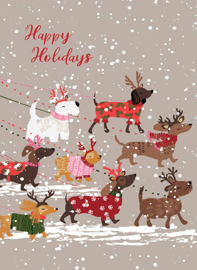 [BOXED SET] Dog Walkies | Holiday Greeting Cards | CARTE