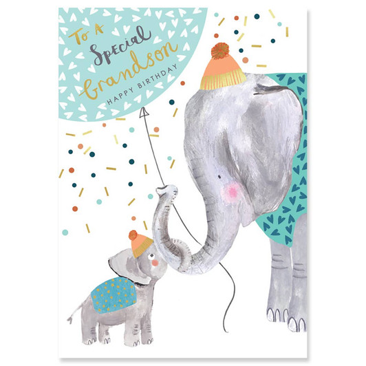 Elephant Grandson | Birthday Greeting Card | LOUISE TILLER