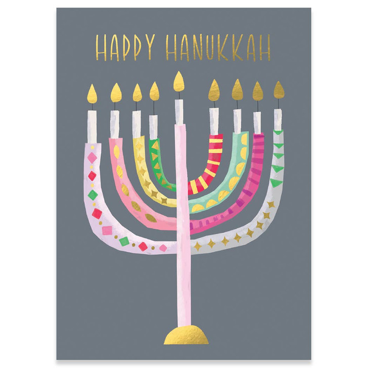 Grey Menorah | Hanukkah Greeting Card | CARTE