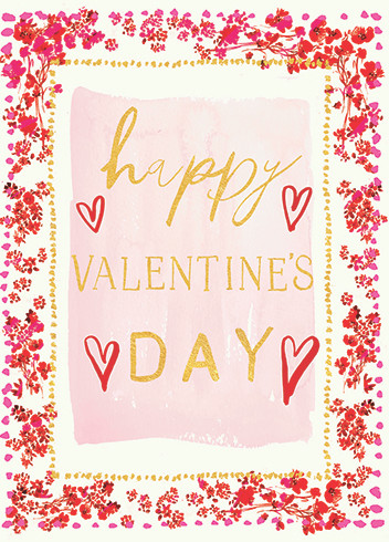 Red Floral Border | Valentine's Day Greeting Card | CARTE