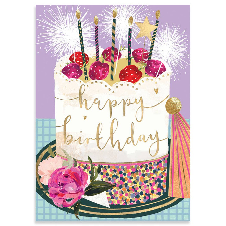 Strawberry Cake | Birthday Greeting Card | LOUISE TILLER