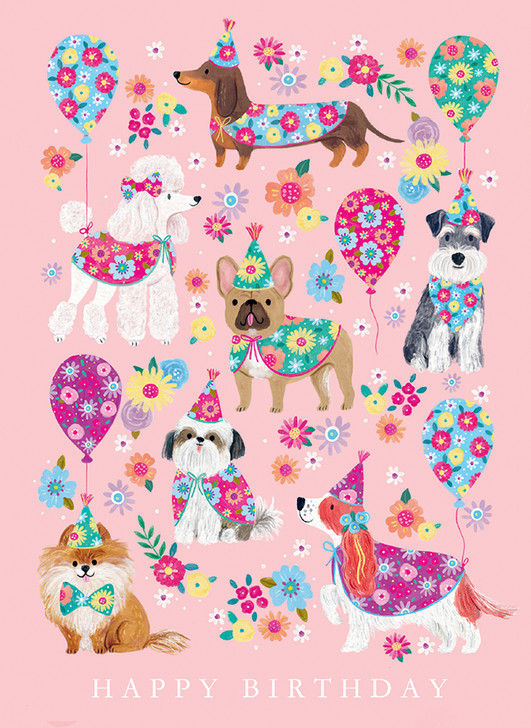 Dogs And Balloons | Birthday Greeting Card | CARTE