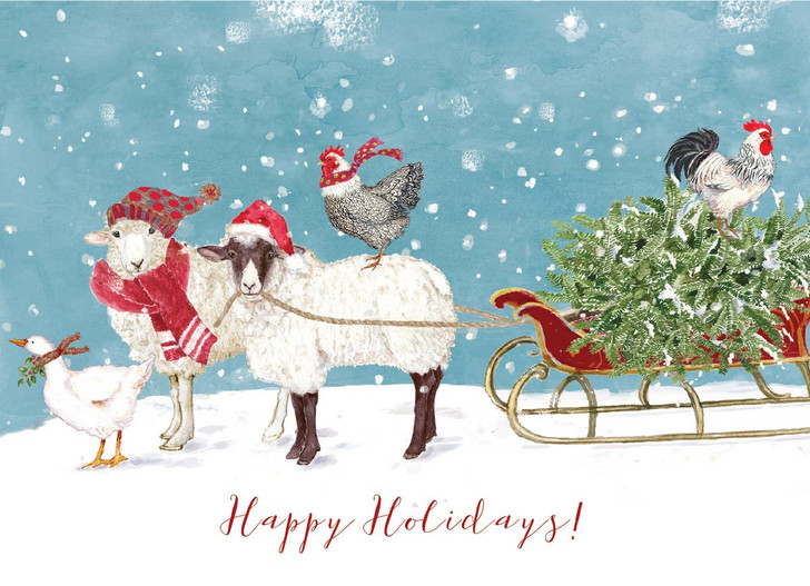 Barnyard Sleigh | Holiday Greeting Card | CARTE