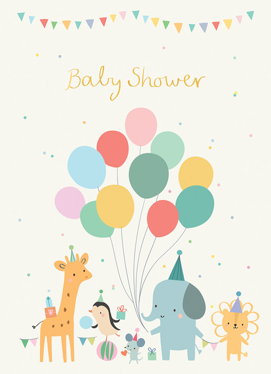 Animal Balloons Baby Shower | Greeting Card | CARTE