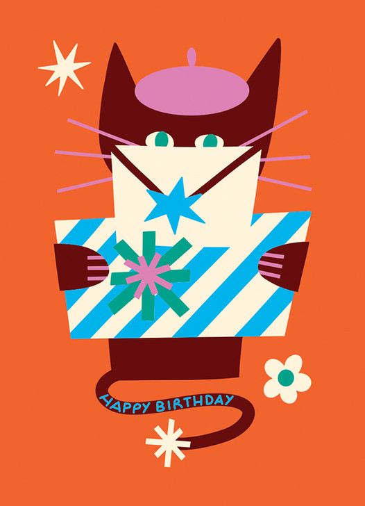 Beret Birthday Cat | Birthday Greeting Card | 1973