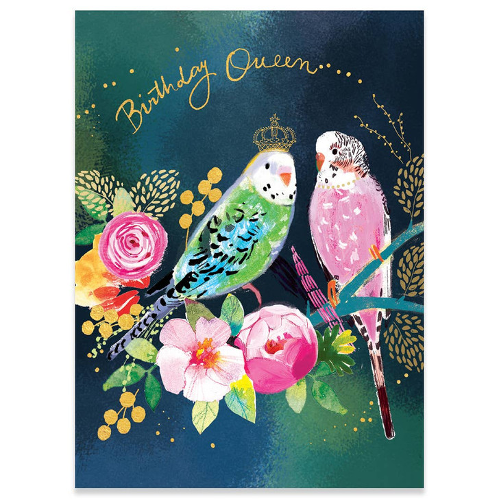Birthday Budgie Queen | Birthday Greeting Card | CARTE