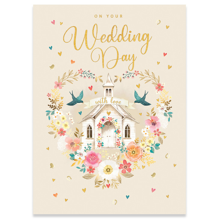 Church With Wreath | Wedding Greeting Card | CARTE