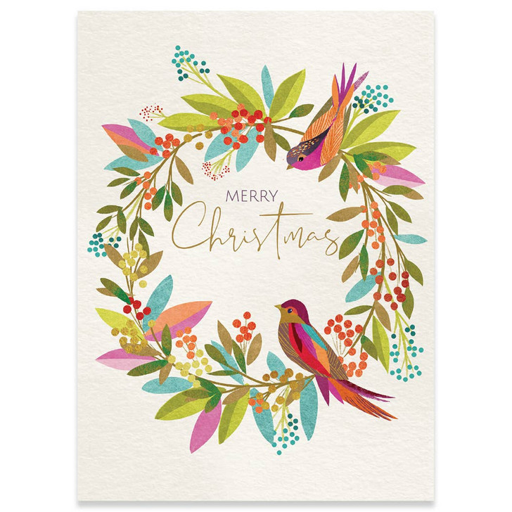 Bird On Wreath | Holiday Greeting Card | CARTE