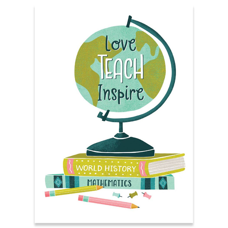 Globe And Books Teacher | Greeting Card | CARTE