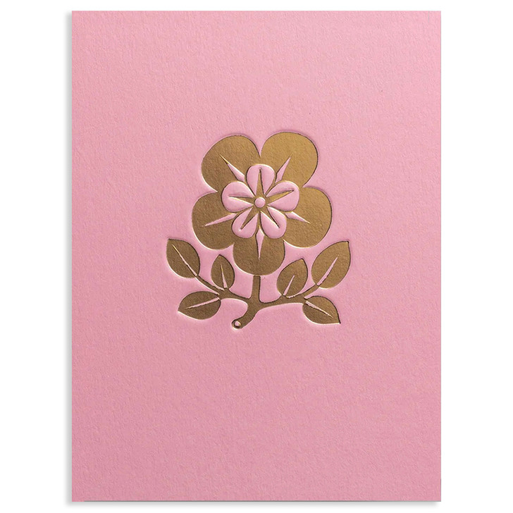 Gold Flower On Pink | Blank Greeting Card | LAGOM