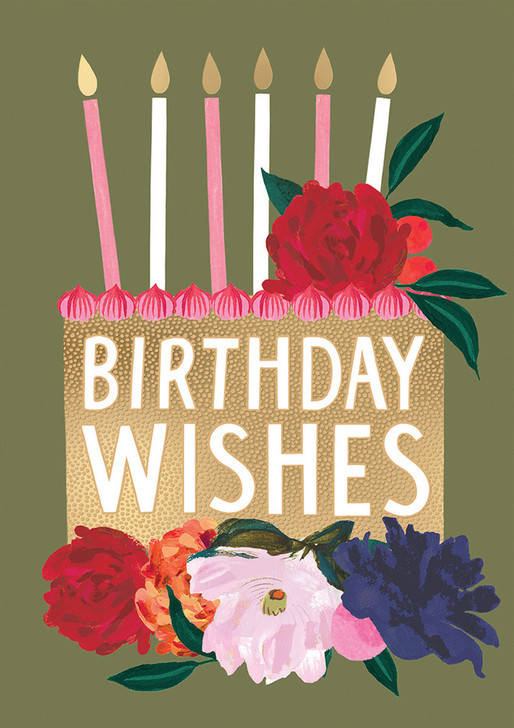 Golden Blooms Cake | Birthday Greeting Card | LOUISE TILLER
