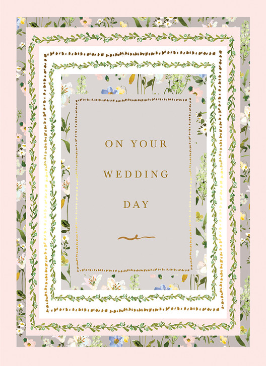 Grey/Green Border | Wedding Greeting Card | CARTE