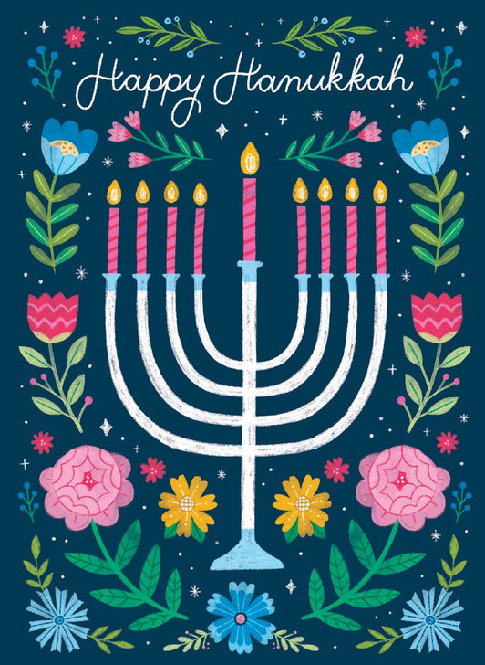 Menorah Flowers | Hanukkah Greeting Card | CARTE